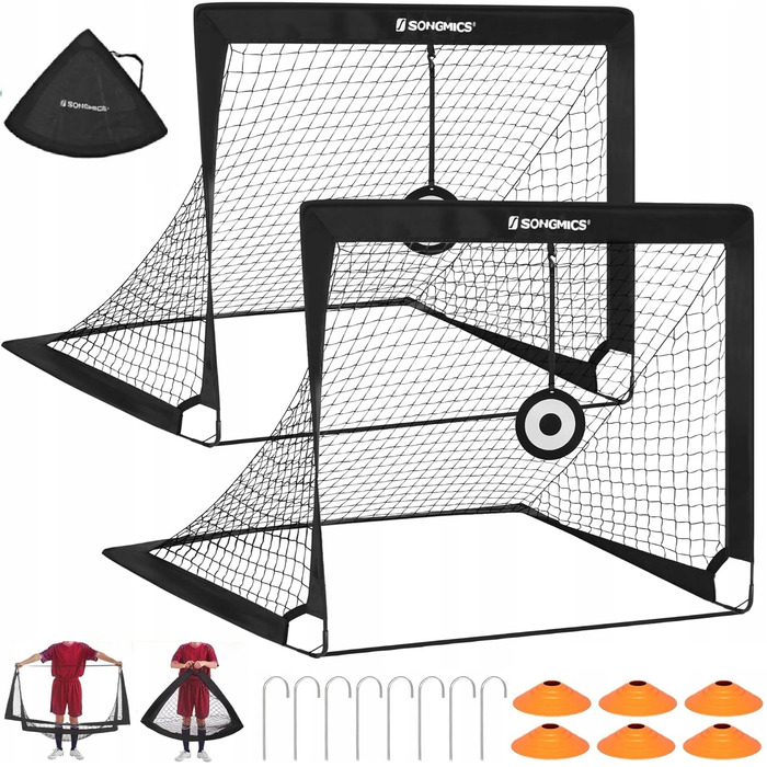 Набір з 2-х дитячих футбольних воріт: портативні, складані, легкі (120x90x90 см)