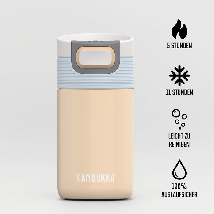 Термочашка Kambukka ETNA ICED LATTE 300 мл з нержавіючої сталі, ізольована, для кави та напоїв, герметична, тримає 5 годин гарячим і 11 годин холодним