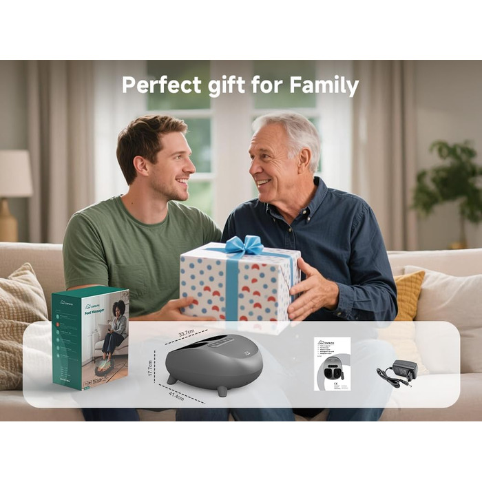 Електричний масажер для ніг Snailax Shiatsu з підігрівом та глибоким розминанням. Для лікування п'яткової шпори, подарунок для жінок/чоловіків. Розмір 48, срібний колір.