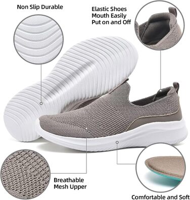 Жіночі кросівки для ходьби та тенісу TIOSEBON, сірі, розмір 36 EU