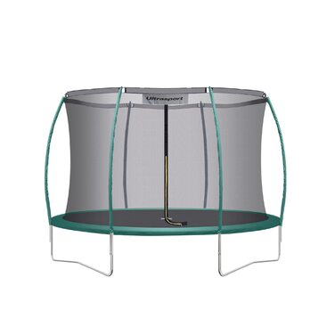 Батут Ultrasport Deluxe Outdoor для дітей Ø 244/305/366/460 см, до 150 кг, повний комплект: сітка, сходи, захист краю, монтажний набір | Трамплін для саду