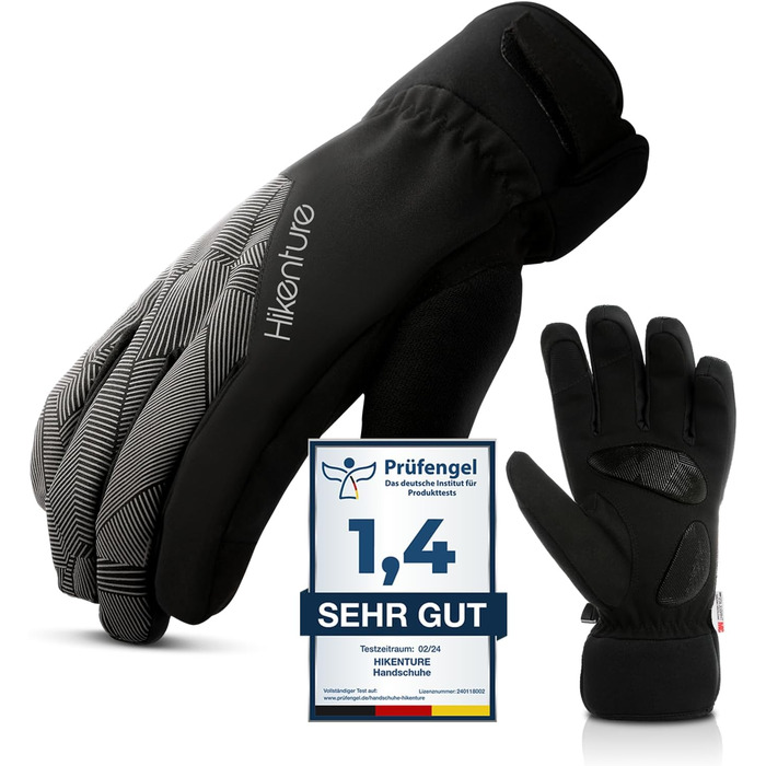 Зимові рукавички HIKENTURE: водонепроникні, для їзди на велосипеді, катання на лижах, чоловічі/жіночі, термо, чорно-сірий, розмір L