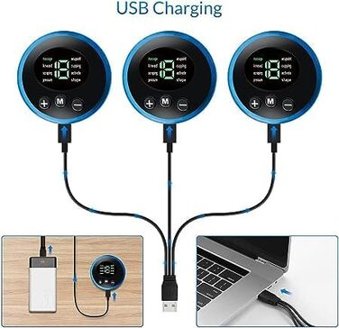 HENESE Електростимулятор м'язів живота EMS, 8 режимів, 19 рівнів, USB, портативний тренажер для пресу
