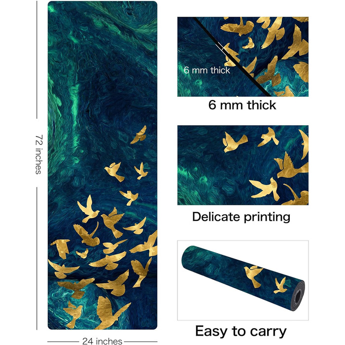 Килимок для йоги LaiEr, неслизький, екологічний, з ручкою для перенесення, товщина 6 мм (183 x 61 см)