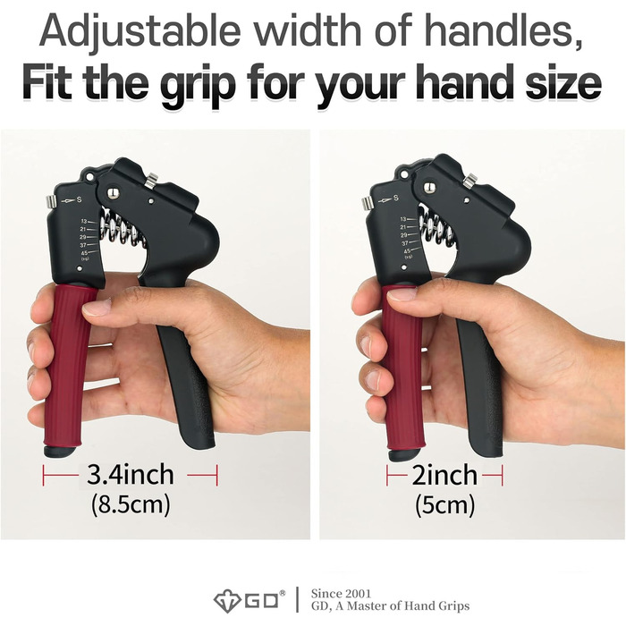 Ручний еспандер GD GRIP, регульований, чорний/червоний, для тренування пальців