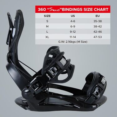 Кріплення для сноуборду XCMAN, чорні, розмір M - для чоловіків