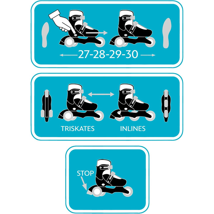 Ролики TRISKATES 2-в-1, регульовані, для дітей, SKIDS CONTROL MIXTE 2025, блакитні