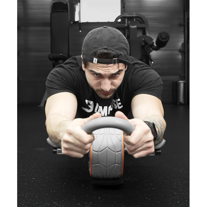 Ролер для пресу DMoose з наколінниками для тренування пресу та кора. Ідеально для дому та фітнесу (сірий)