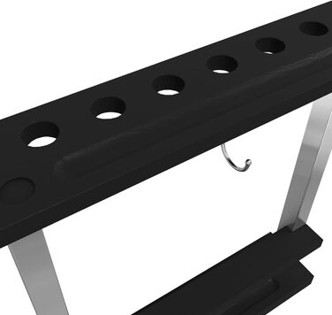 Підставка для хвістків Stradivari Francesca | На 6 хвістків | Для різних довжин | З відсіком для кульок та щіток | Чорна, стійка, не потребує кріплення до стіни