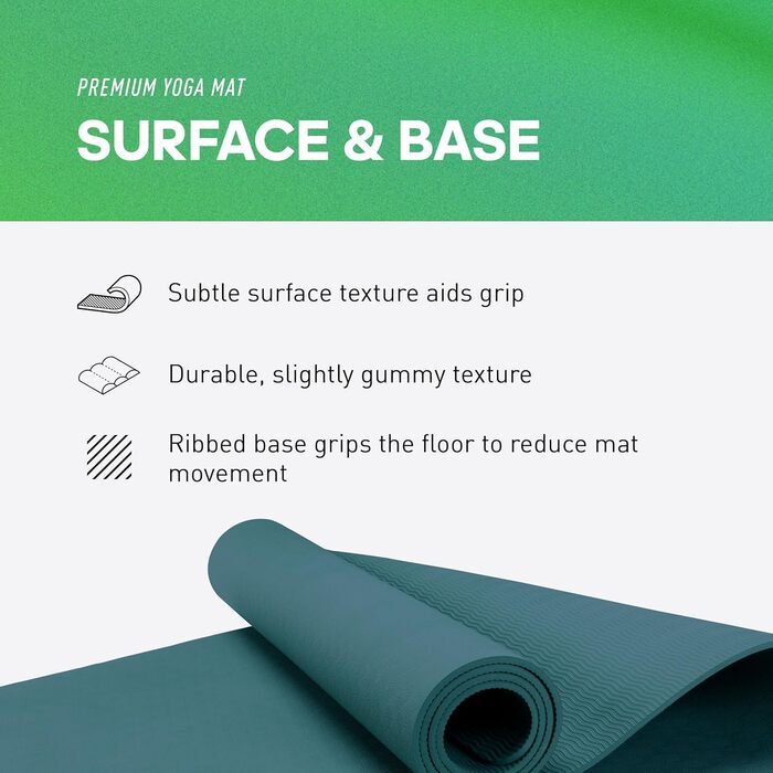 Протиковзкий килимок для йоги та пілатеса adidas Premium Yoga Mat 5 мм, Raw Green (без ПВХ)