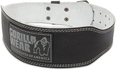 Шкіряний ремінь для бодібілдингу та фітнесу Gorilla Wear 4 дюйми, з підкладкою, чорний, унісекс, розмір S-M