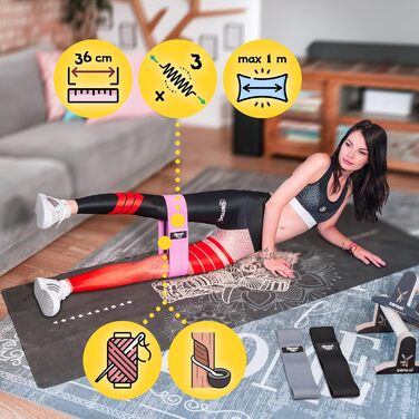 Набір фітнес-гумок SENSEI® – 3 еластичні гумки для тренувань – неслизькі стрічки опору для сідниць, ніг, пілатесу та силових тренувань