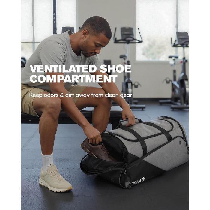 Спортивна сумка Tolaccea: велика містка сумка-рюкзак з відділенням для взуття та мокрих речей. Ідеальна для тренувань, подорожей, басейну, сауни, футболу (для чоловіків та жінок)