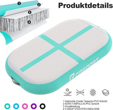 FBSPORT Килимок для гімнастики та йоги, 60x100x20 см, зелений, з насосом та сумкою