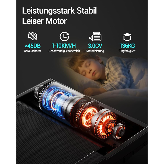 Біговий тренажер CURSOR для дому, складаний, 10 км/год, нахил 16%, безщітковий двигун 3.0CV, максимальне навантаження 136 кг, помаранчевий