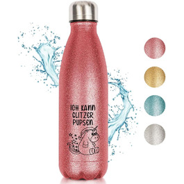 Термобутилка з нержавіючої сталі Glitzer, рожевий, BPA-Free, подарунок