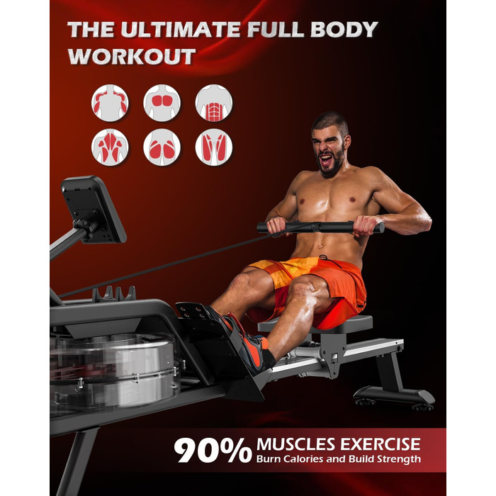 PASYOU Ручний тренажер для дому з водою, до 150 кг, Bluetooth, Kinomap App, вертикальне зберігання, PW30