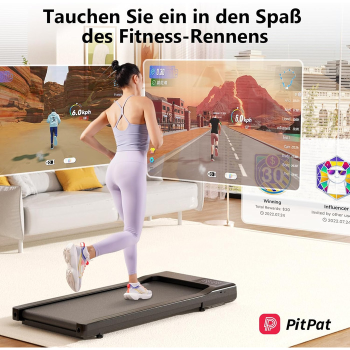 Lacuffy Raceable Walking Pad: біговий килимок для дому з керуванням через додаток, чорний, до 136/159 кг, з експертськими курсами