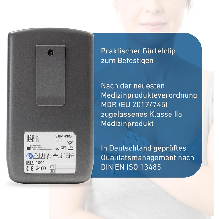 Апарат TENS EMS STIM-PRO X9B з 4 каналами та 8 електродів для болісної терапії, масажу та м'язового стимулювання - axion® (3) X9B