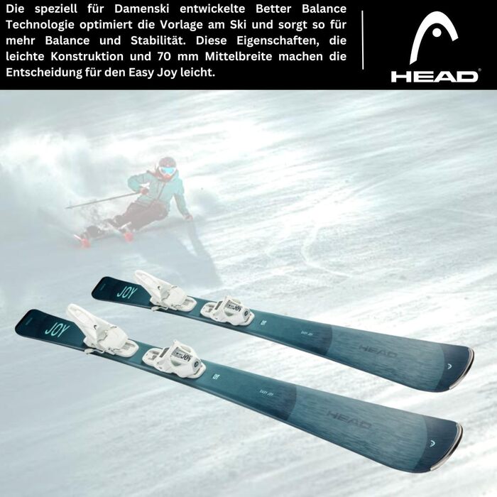 Гірські жіночі лижі Head Easy Joy Allride Rocker з кріпленнями Joy 9 GW SLR, для початківців, для підготовлених трас