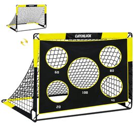 Дитячі футбольні ворота для саду 2 в 1 Pop Up, з лункою та сумкою, 120x90x90, жовтий