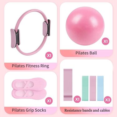 Набір для пілатесу: Magic Circle, еластичні стрічки, м'яч, шкарпетки, ролер. Тренування вдома для жінок та початківців