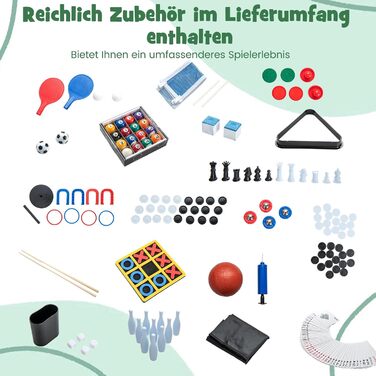 COSTWAY 15-в-1 ігровий стіл для дітей та дорослих: футбол, хокей, більярд, теніс, боулінг, шашки, шахи та інші ігри
