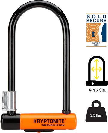 Замок велосипедний Kryptonite Evolution Standard, рівень захисту 8/10, антикрадіжний, з кріпленням та 3 ключами, 10x22 см