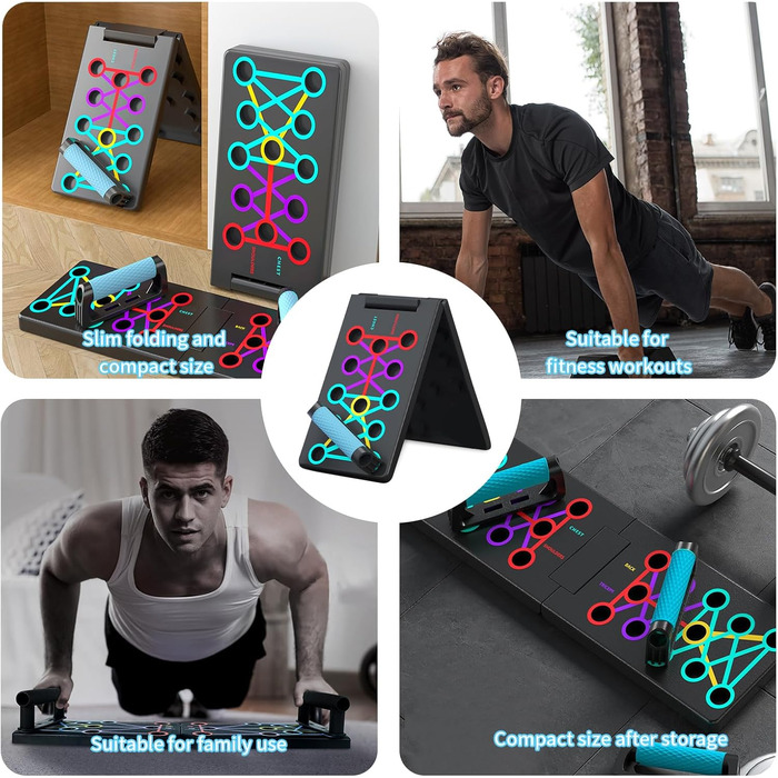 Дошка для віджимань Push Up Board складніша, портативна з неслизькими ручками, фітнес-дошка з неслизьким покриттям, обладнання для фітнесу вдома для нарощування м'язів