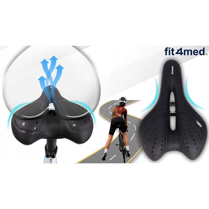 Велосипедне гелеве сідло Fit4Med Airflow, м'яке, 160 мм