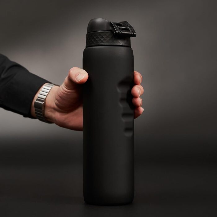 Пляшка для води Ion8 OneTouch 2.0, 1 літр, чорна, спортивна, герметична, BPA-free, з ручкою, для фітнесу, легка чистка
