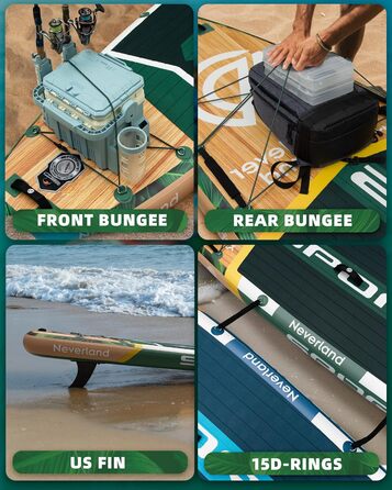 Надувне SUP-борд для дорослих, 204 кг, з сумкою та веслом (Хвойний)