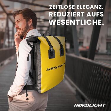 Водонепроникний рюкзак Nordlight Dry Bag 35л з Roll Top, для водного спорту, велосипеда, кур'єра, трекінгу та риболовлі (світло-жовтий)