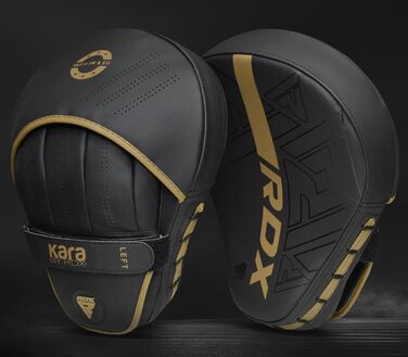 RDX Лапи для боксу та MMA, тренувальні, майя-лайт шкіра, чорні, для кікбоксингу, Муай Тай, Тхеквондо, карате, преміум-якість