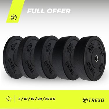 TREXO Олімпійський бампер-диск 0,5 кг для штанги, гума, 50 мм, для кросфіту та тренувань