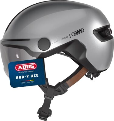 ABUS Stadthelm HUD-Y ACE — стильний велосипедний шолом з візором та магнітним заряджаємим LED-ліхтарем для жінок і чоловіків
