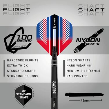Дротики Red Dragon Vengeance Premium Wolfram Softip 20 г з оперенням і стрижнями