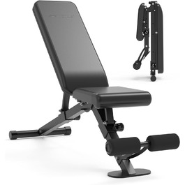 LEIKEFITNESS Регульована складна лавка для жиму, чорна, універсальна тренувальна лавка з автоматичним фіксатором, для вправ лежачи та під нахилом, модель GM58101