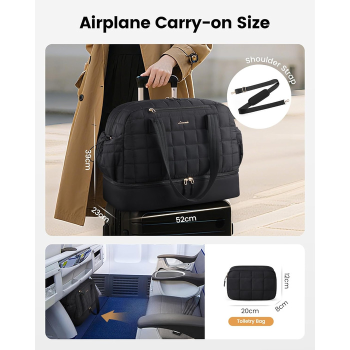 LOVEVOOK Спортивна сумка-рюкзак 35л, водонепроникна, для подорожей, авіаперельоти, чорна