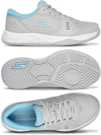 Кросівки для піклболу Skechers Viper Court Smash для залів та вулиці, розслаблена посадка, сіро-блакитні, 36 EU