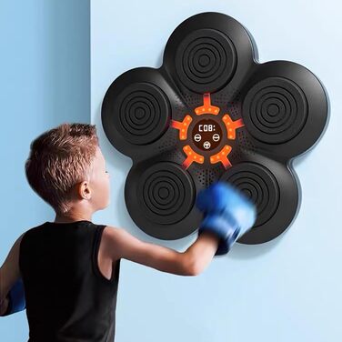 Музична тренувальна машина Boxtrainingsmaschine: смарт-стінка для боксу з рукавичками, 9 режимів швидкості, реакція рук/очей/швидкості для зняття стресу, чорний