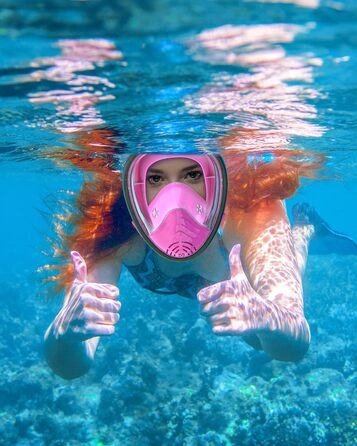 Маска для снорклінгу QingSong Full Face з камерою, 180° огляд, антизапітління, антивитік, для дітей та дорослих