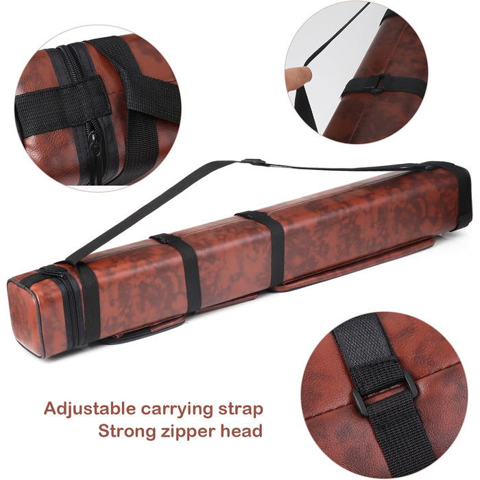 Чохол для більярдних київ: на 3 батти та 6 шесток, з екошкіри, жорсткий, коричневий