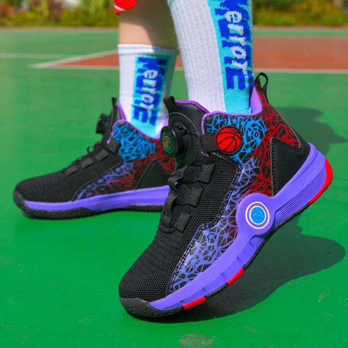 Баскетбольні кросівки High Top Anti Rutsch: легкі, дихаючі, зелені (33 EU, вузька ширина, чорно-фіолетові)