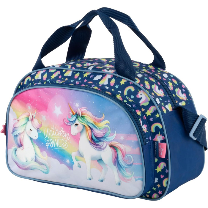 Спортивна сумка Goldkids для дітей (дівчаток та хлопчиків) з мотивом футболу та єдинорога - сумка для плавання з посиленим дном, 40 x 22 x 20 см