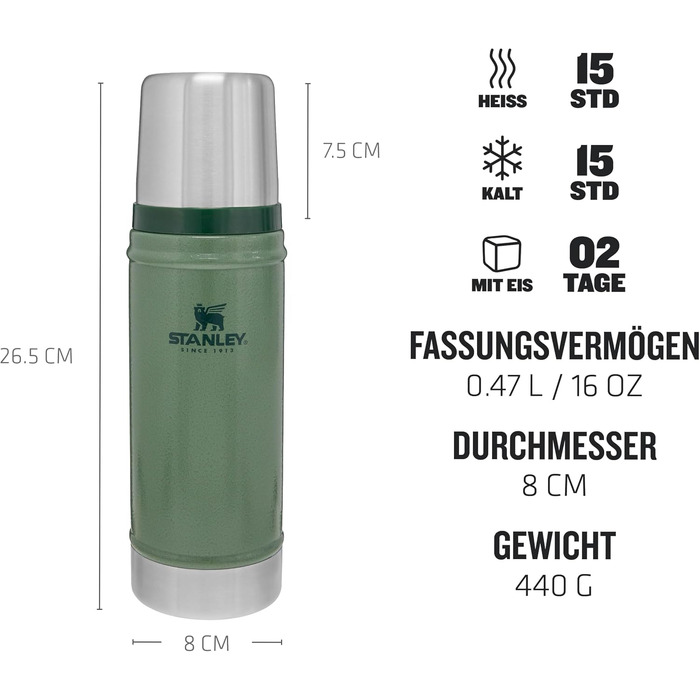 Термос STANLEY 1913 Classic Legendary 0.47 л, Hammertone Green