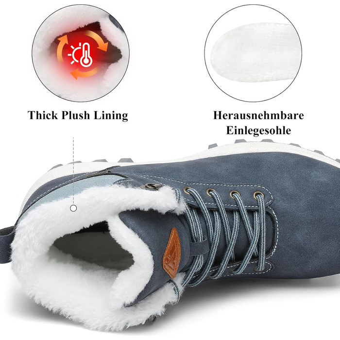 Зимові чоботи для чоловіків та жінок. Теплі зимові чоботи Outdoor, снігоступи, утеплені (44 EU, Синій)