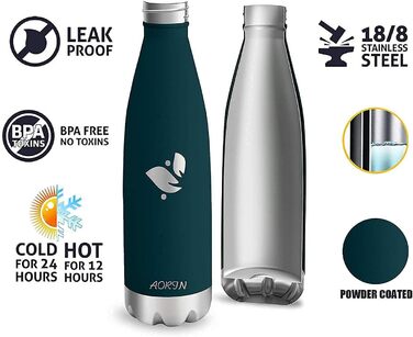 Термос-пляшка AORIN вакуумна, ізольована, 350/500/750 мл, BPA-Free, зберігає холод 24 год, тепло 12 год, для дітей, школи, спорту, фітнесу, велосипеда
