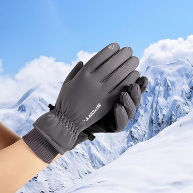 Чоловічі зимові рукавички KXF, шкіряні, з флісовою підкладкою, теплі, вітронепроникні, для їзди на велосипеді, водіння, бігу, кемпінгу та походів (Сірий)