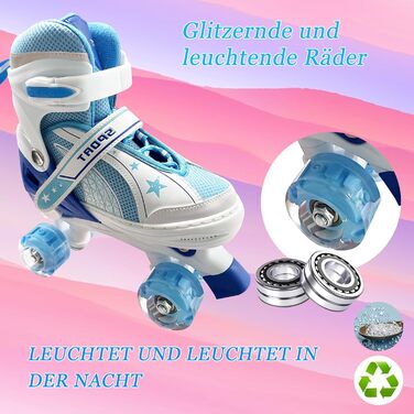 Ролики для дівчаток 4-12 років - регульовані ролики для дітей, для дому та вулиці (L(36-39 EU/240-270 mm), блакитний 702)